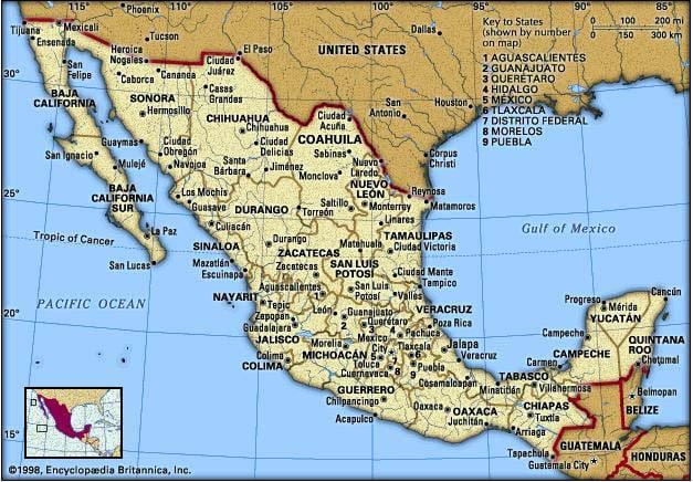mappa di east Messico