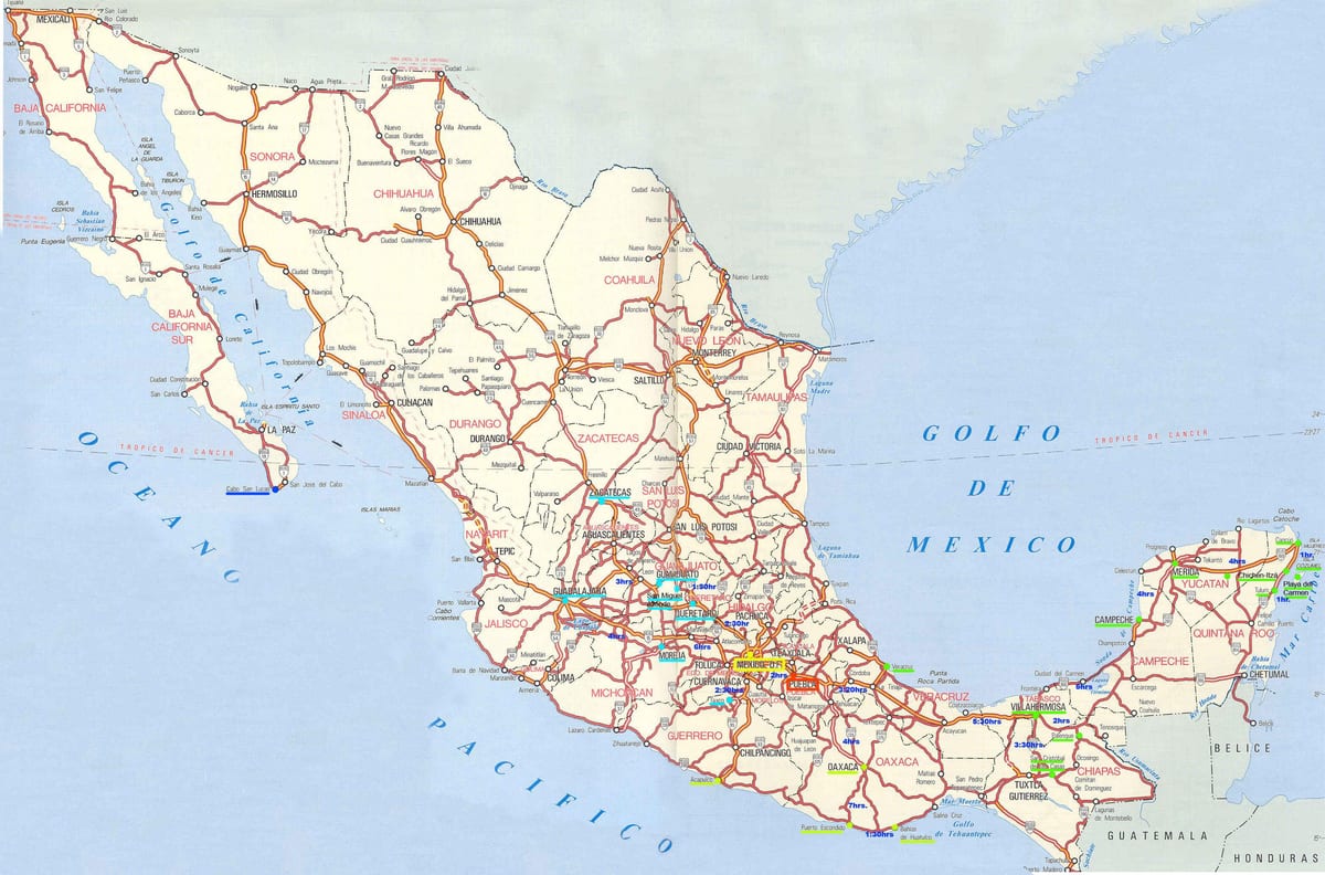 mappa del Messico guida