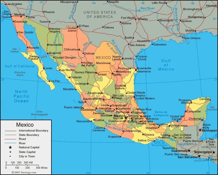 occidentale del Messico la mappa
