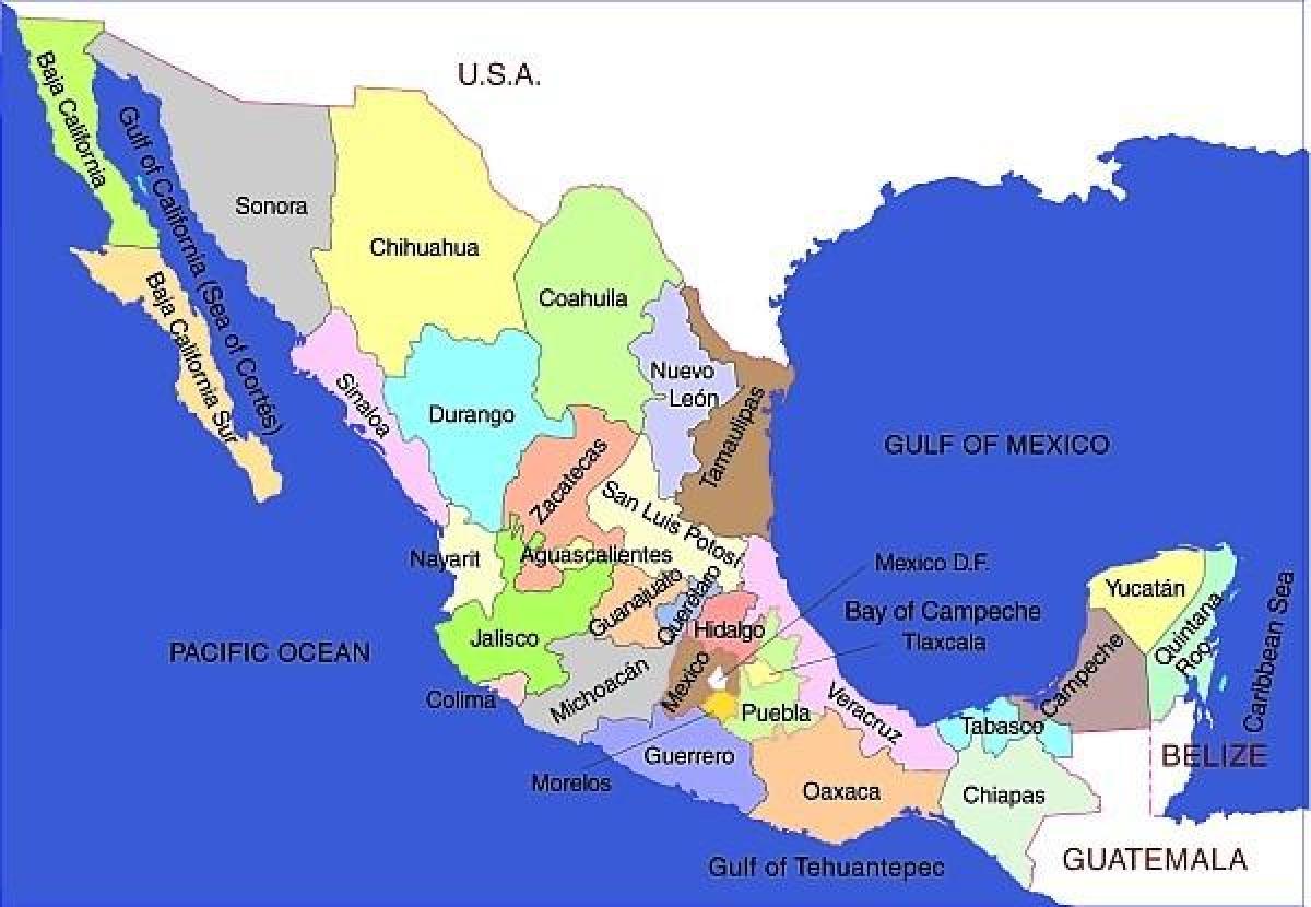 la mappa del Messico stati