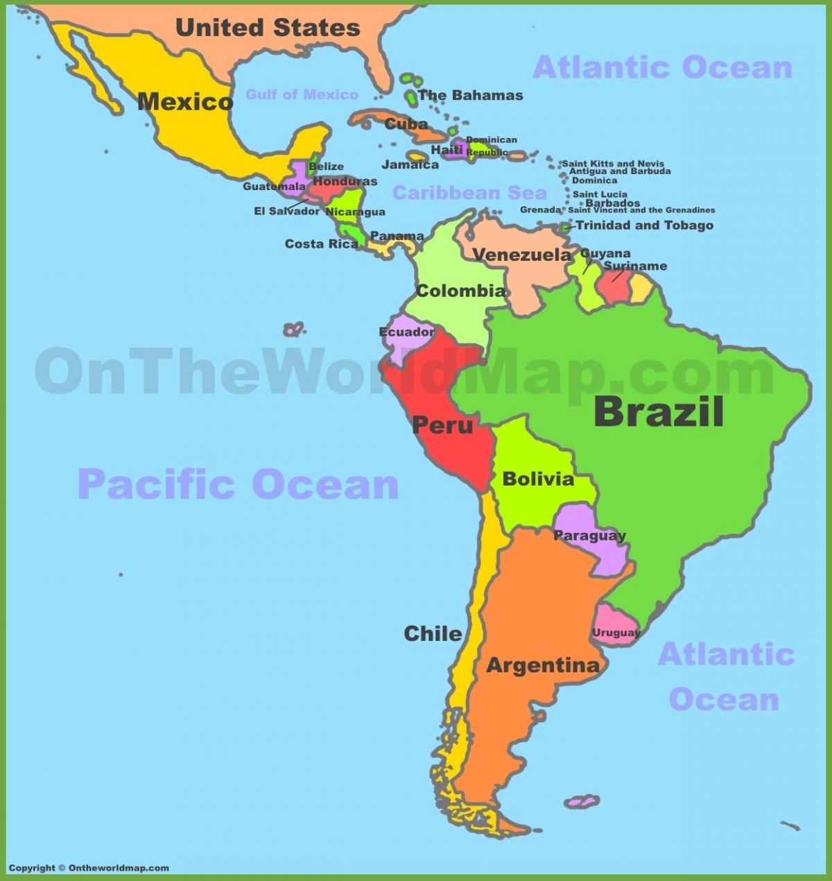 mappa del Messico, sud america