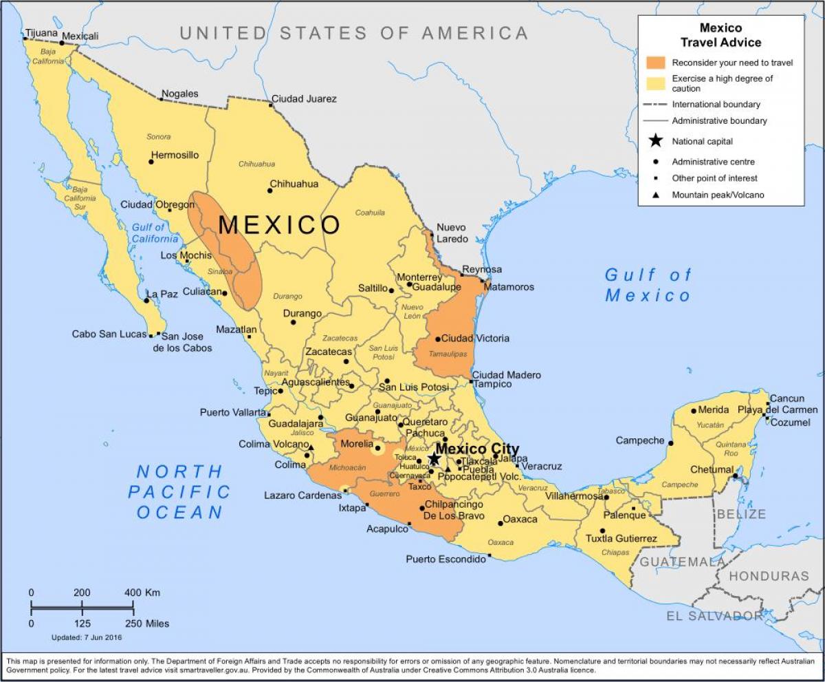 mappa Messico west coast