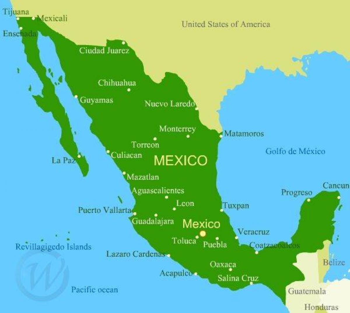 mappa della costa occidentale del Messico