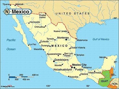 Messico città costiere mappa