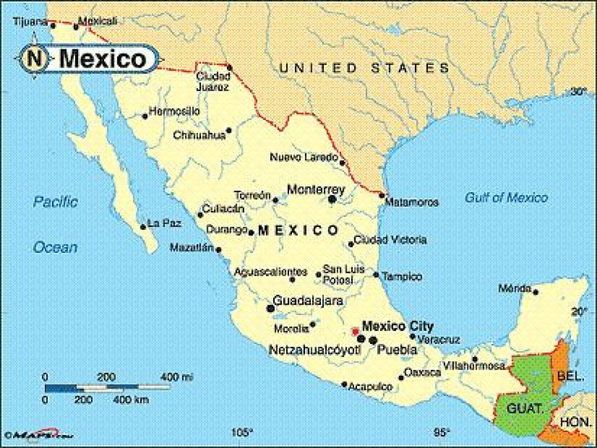 Messico città costiere mappa