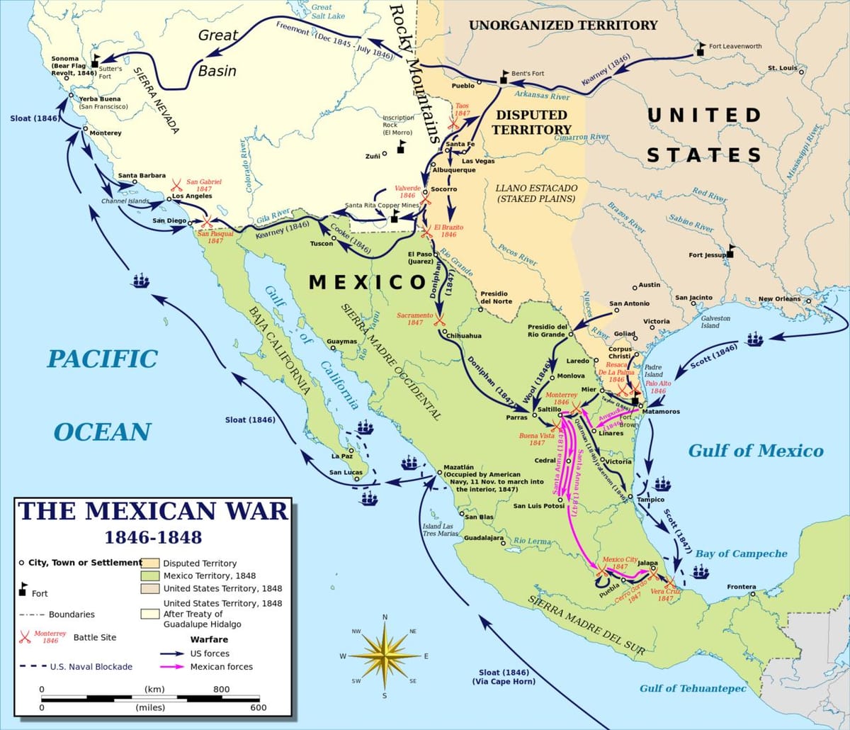mappa di guerra contro il messico la mappa
