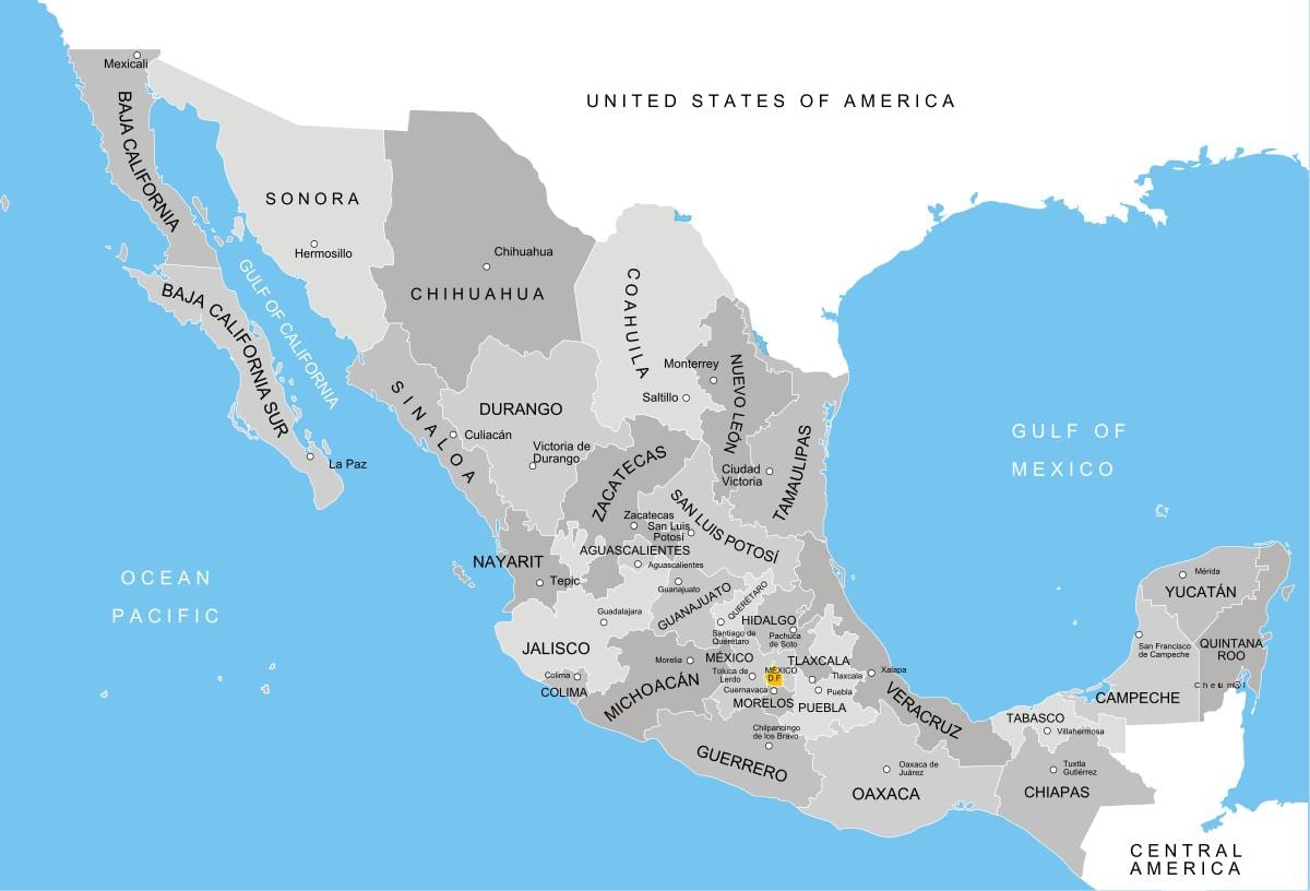mappa del Messico reparti