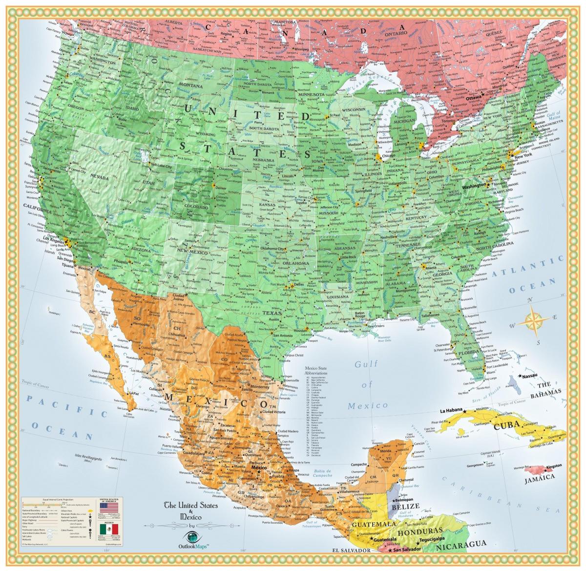 usa e Messico mappa