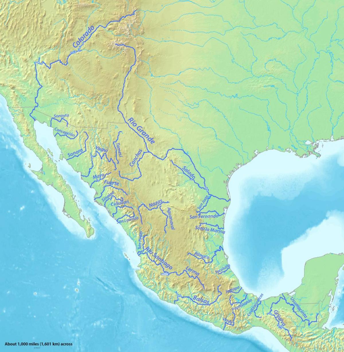 mappa del Messico fiume