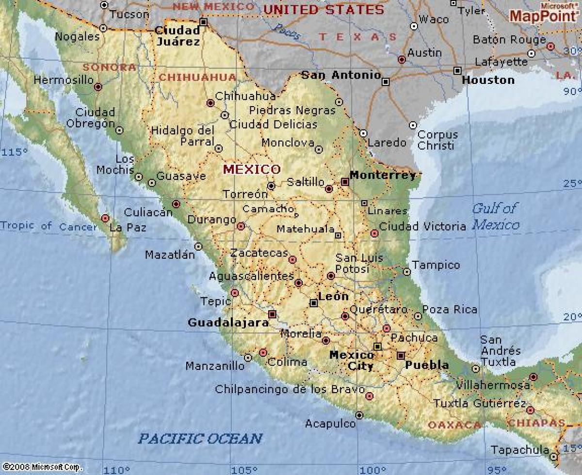 la geografia del Messico la mappa