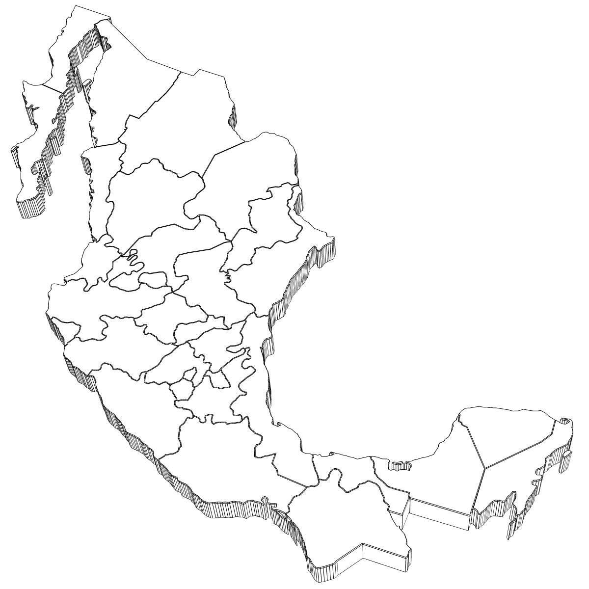 Mappa in 3d del Messico