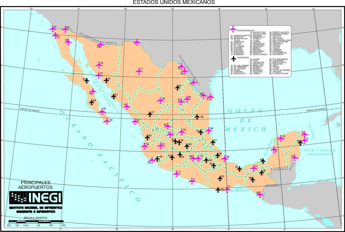 mappa aeroporti Messico
