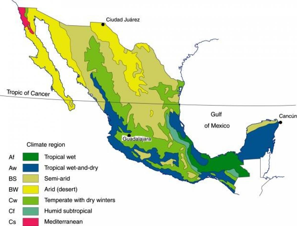 clima Messico mappa