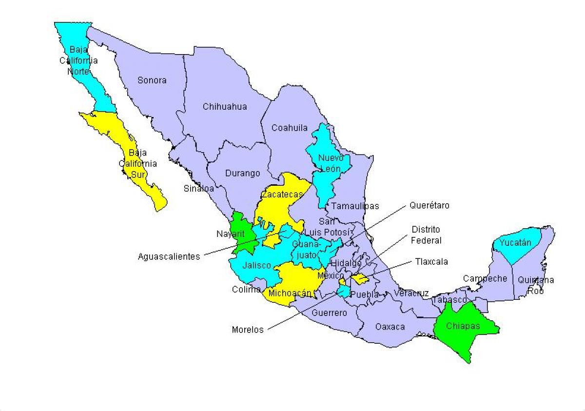 mappa di Mexicos stati