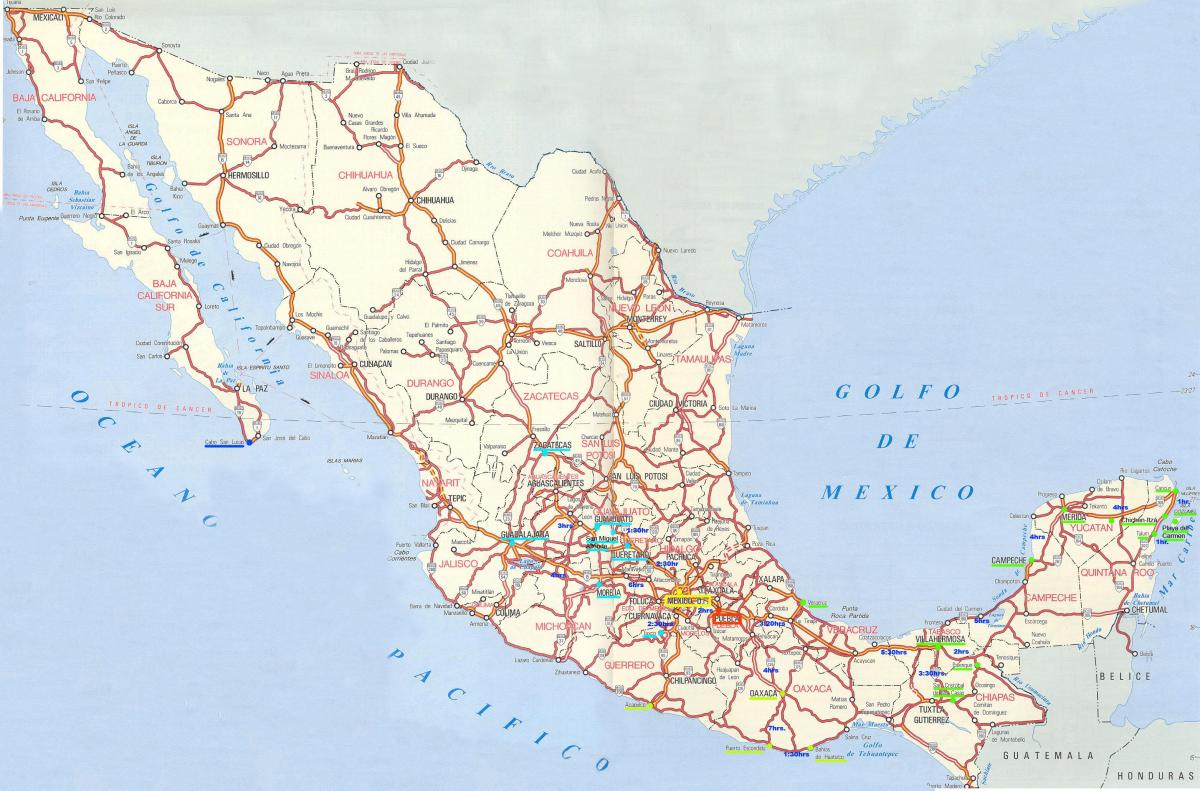 mappa del Messico strade
