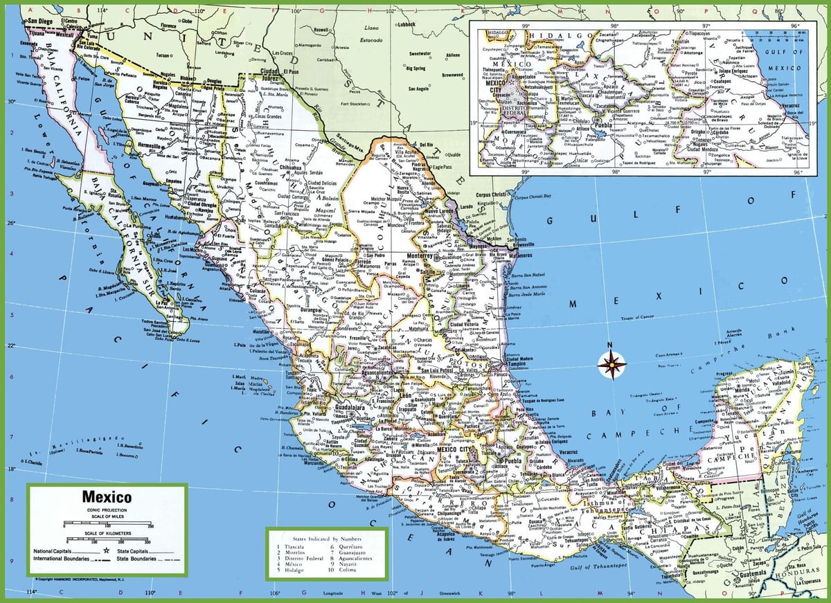 cartina del Messico la mappa