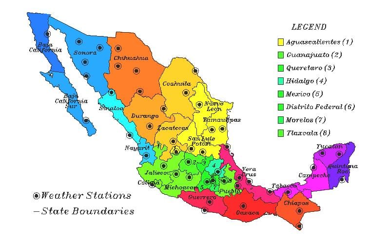 mappa meteo del Messico