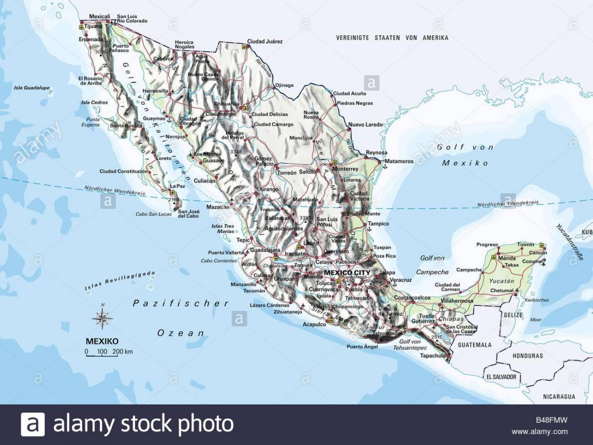 mappa del Messico oceano