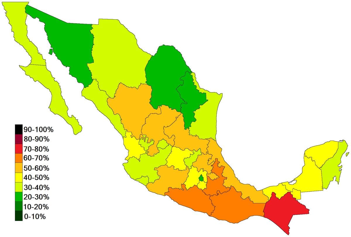 mappa del Messico povertà