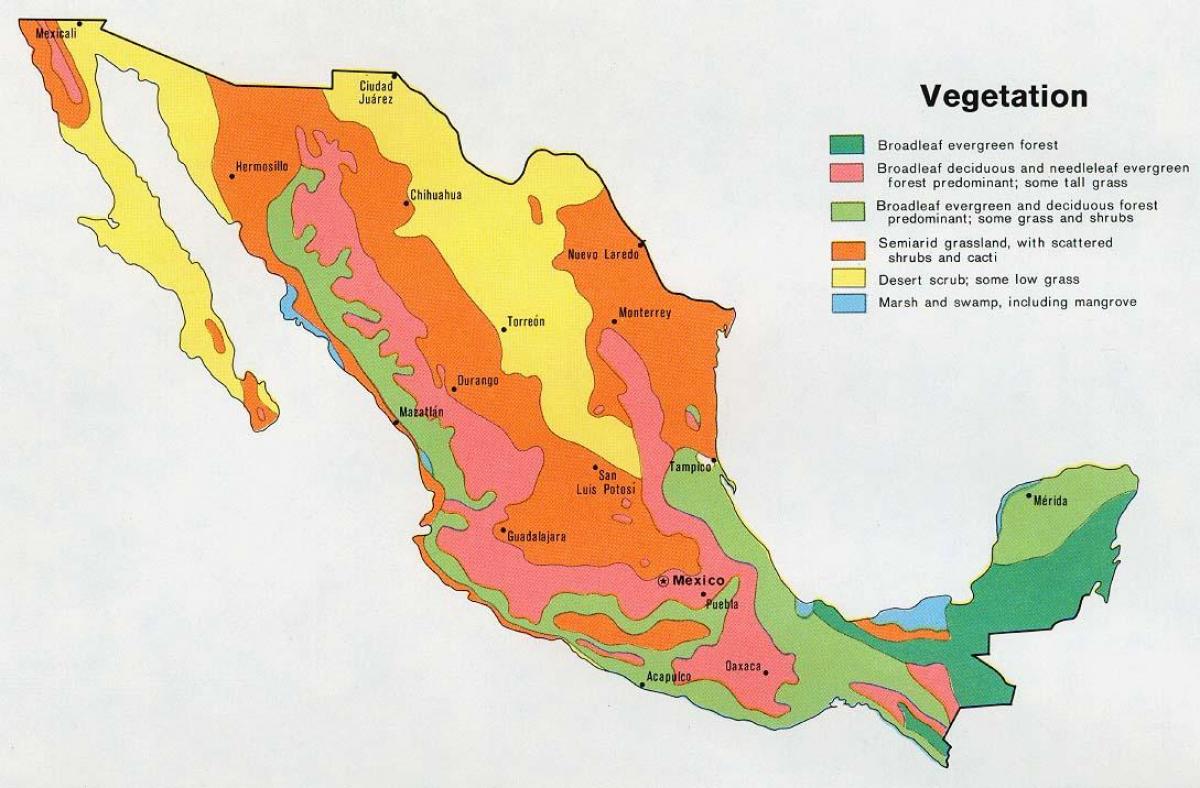 mappa del Messico natual ressources