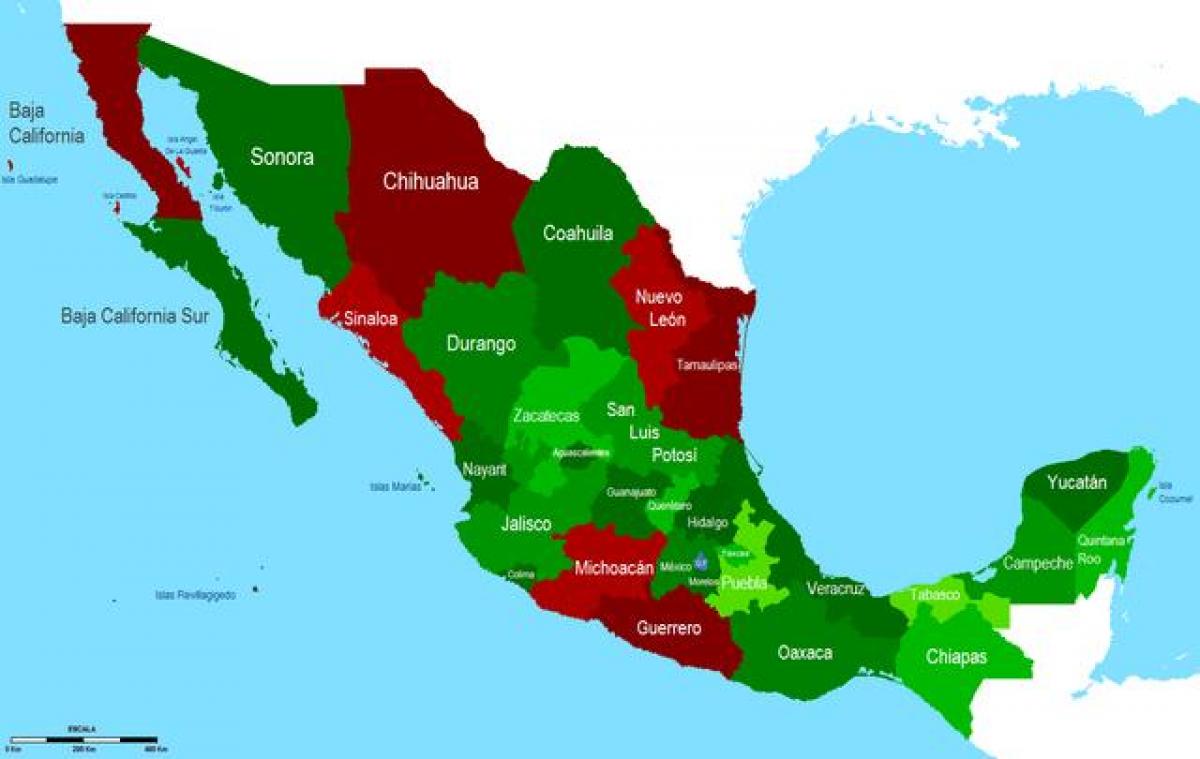 mappa del Messico sicurezza