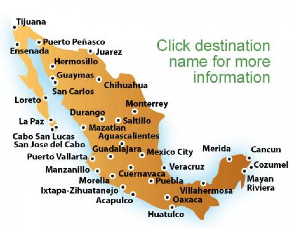 mappa delle spiagge in Messico