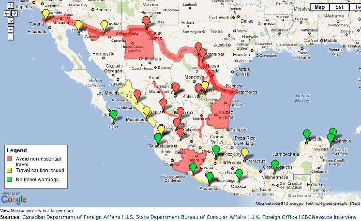 mappa del Messico viaggio