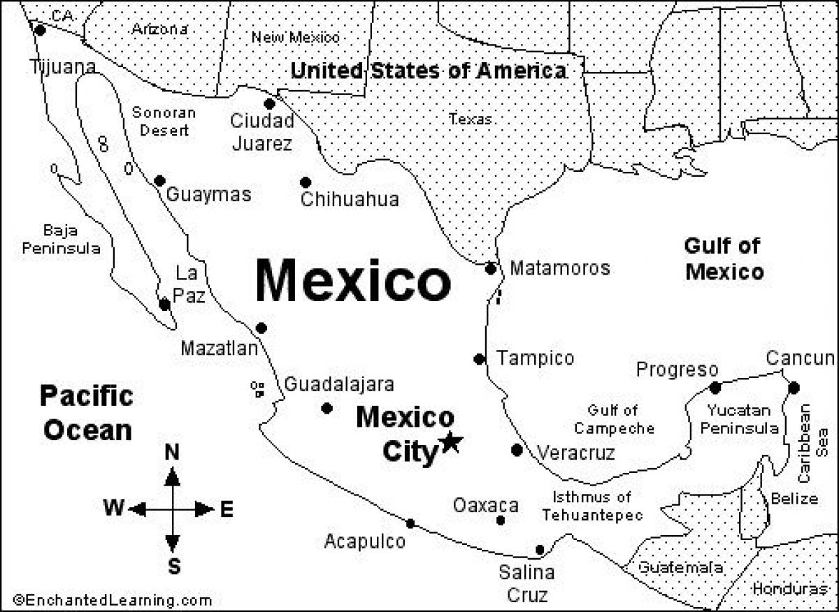 stampabile Messico mappa