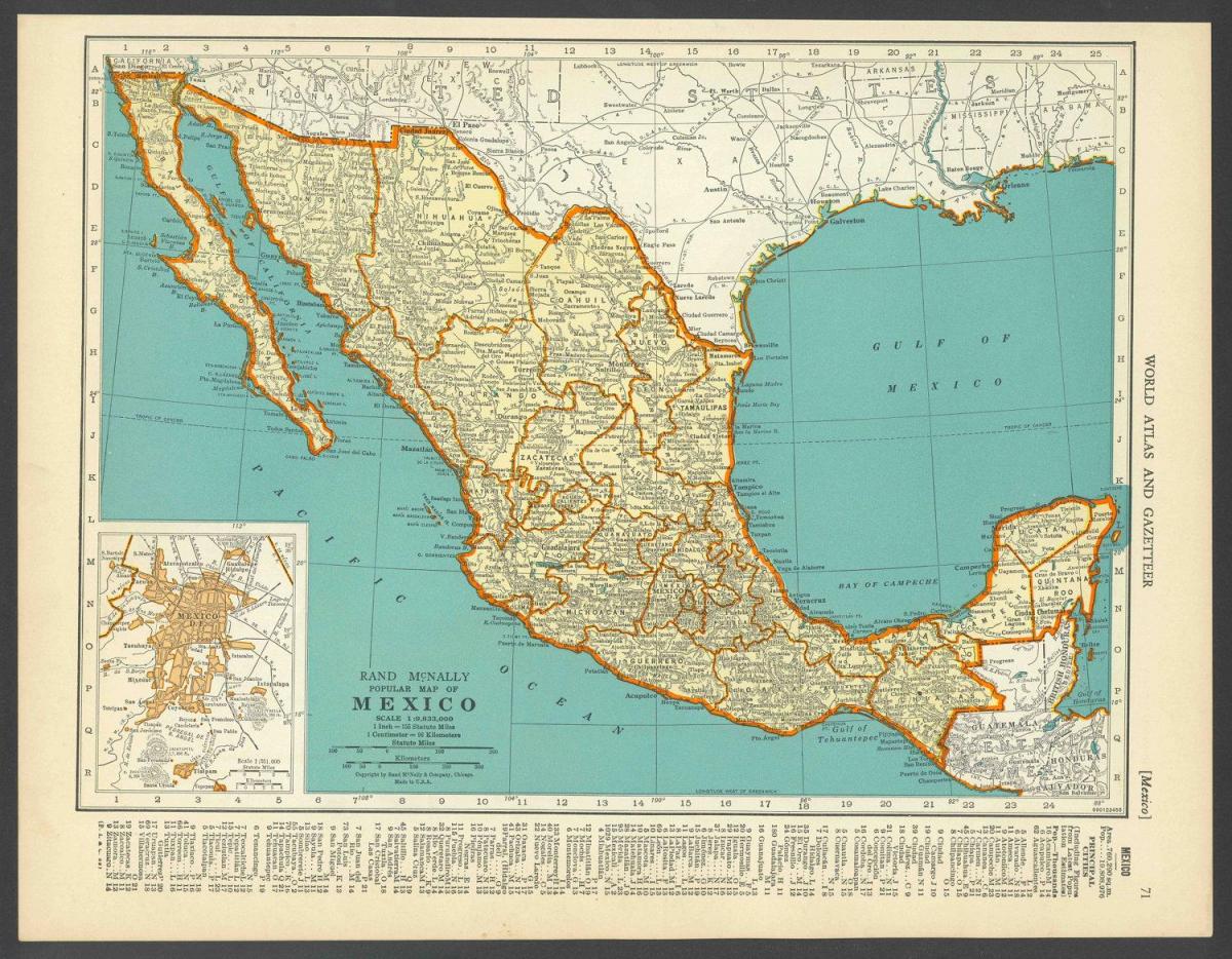 vintage mappa del Messico