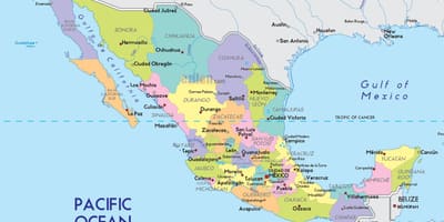 Mappa del Messico mostrando città