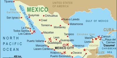 Mappa degli aeroporti Messico