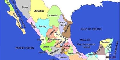 La mappa del Messico stati