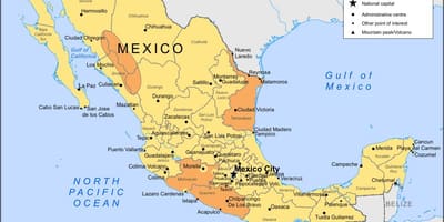 Mappa Messico west coast