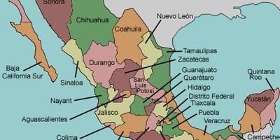 Mappa di stati del Messico