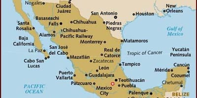La mappa turistica del Messico