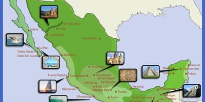 Mappa del Messico mete turistiche