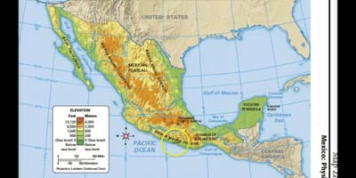Messico mappa caratteristiche fisiche