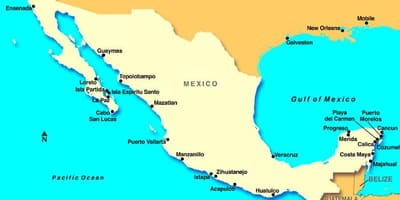 Mappa del Messico crociera porte