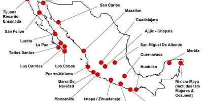 Mappa del Messico destinazioni