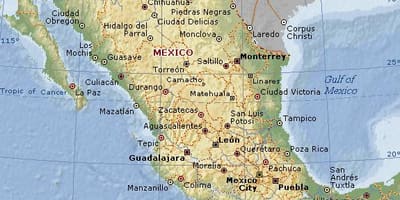 La geografia del Messico la mappa