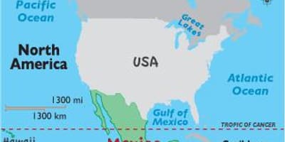 Messico nella mappa del mondo