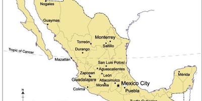 Mappa nelle principali città in Messico