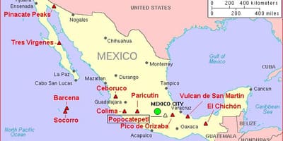 Mappa del Messico vulcano