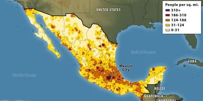 Mappa del Messico la distribuzione della popolazione