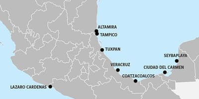 Mappa del Messico porte
